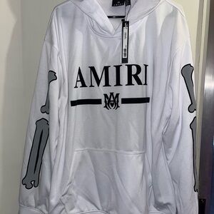 AMIRI White Hoodie with Black Skeleton Design